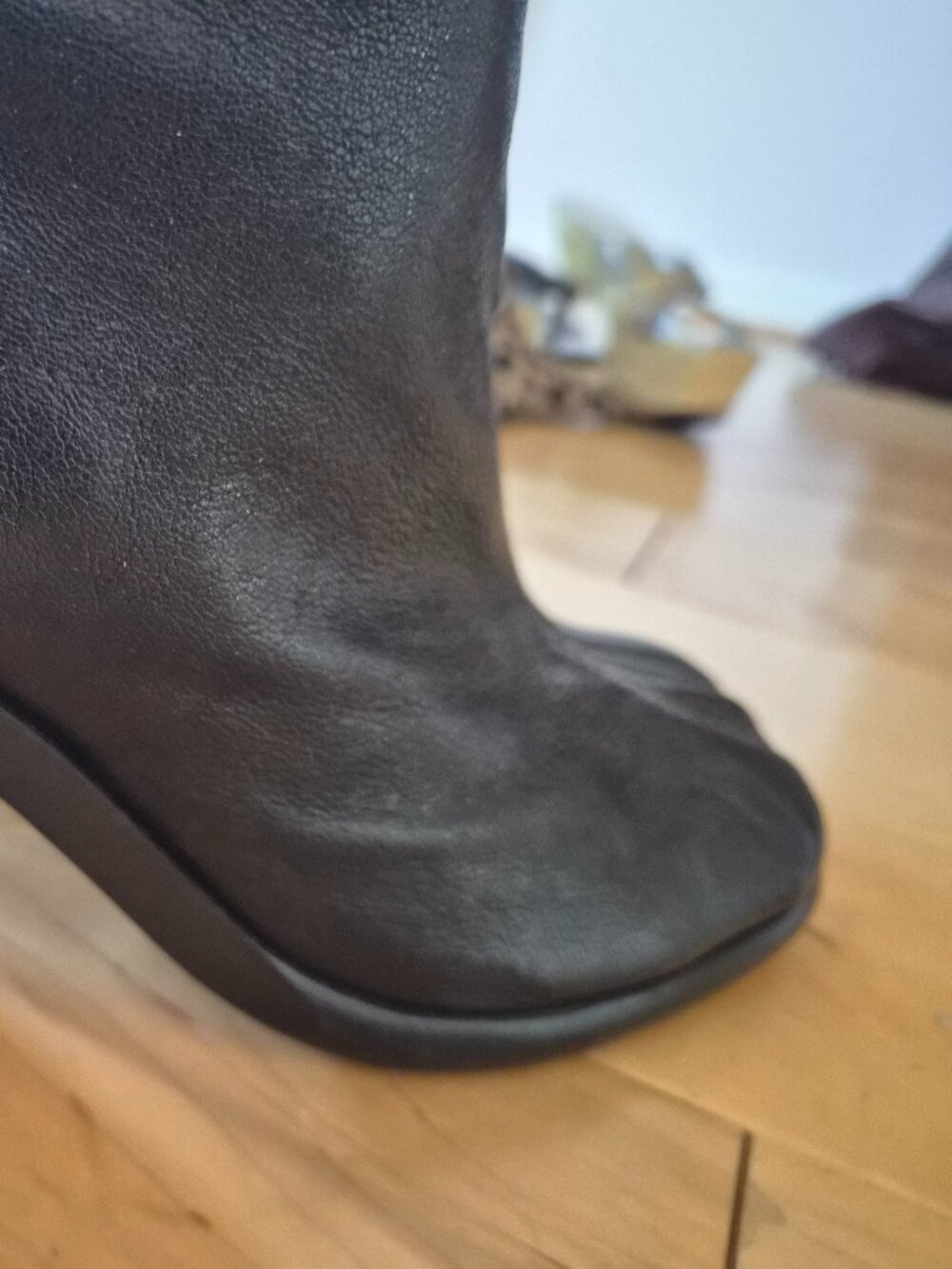 Maison Margiela Black Knee High Leather Tabi Boots Sz 40 - Picture 7 of 12